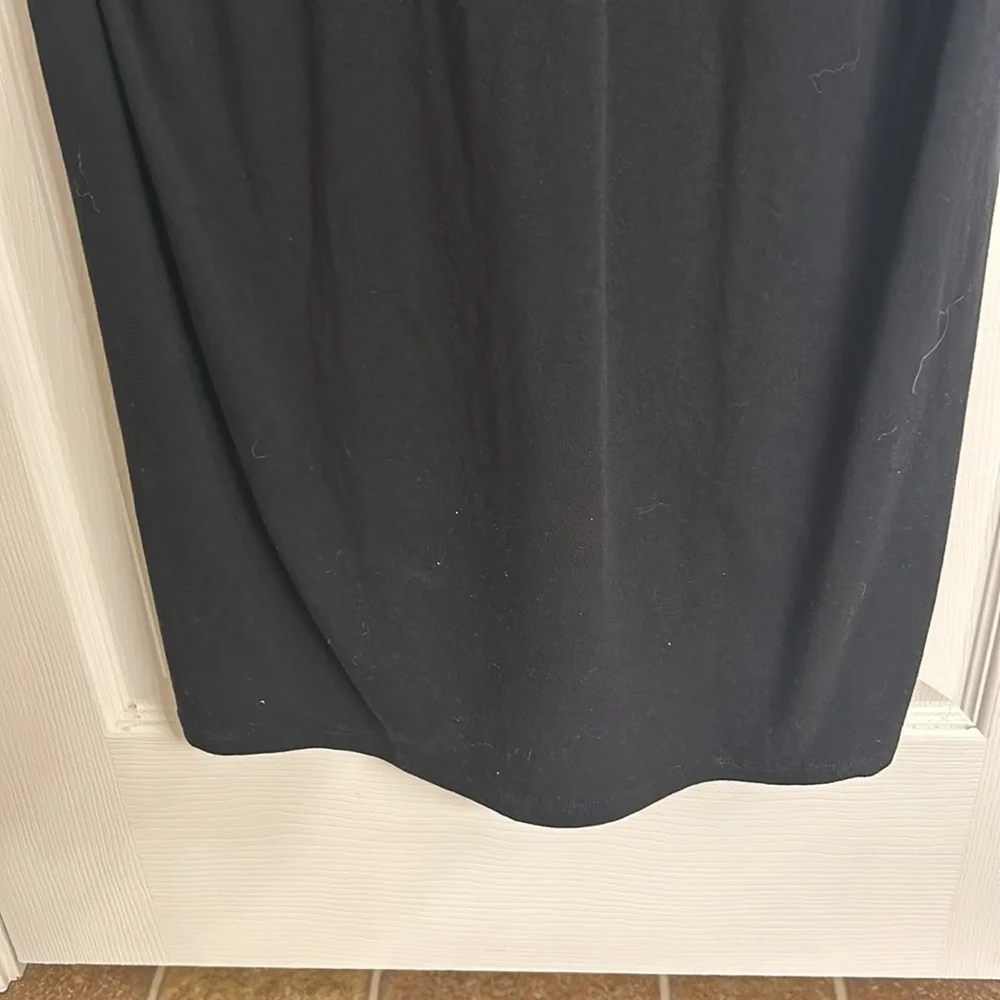 All Worthy Black Cotton-blend Sleeveless Maxi Dress Side Ruching V-neck Size 2X